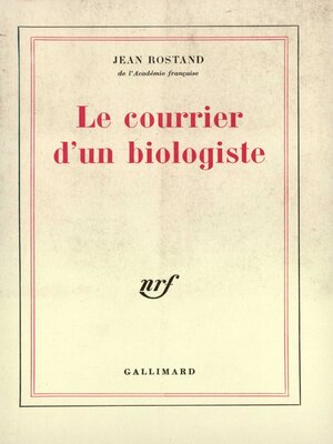 cover image of Le courrier d'un biologiste